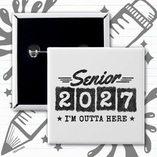 Bóton Quadrado 5.08cm Formatura Fora Daqui Retro Turma de 2027