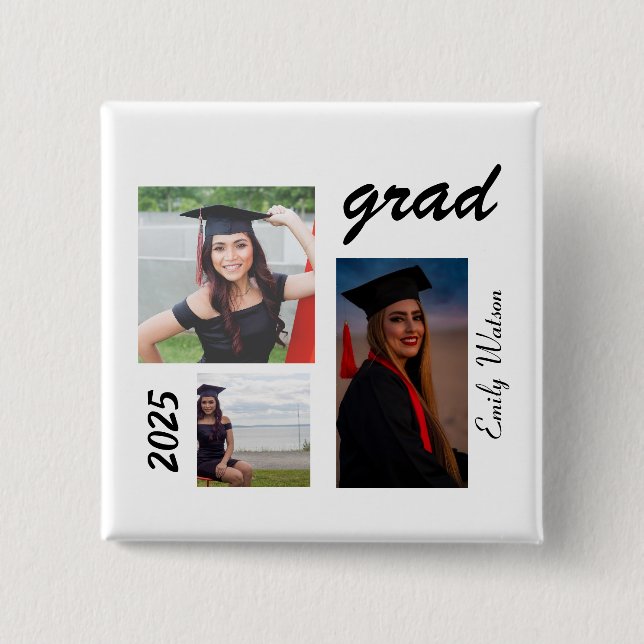 Bóton Quadrado 5.08cm Formatura personalizada Grad 2025 (Frente)