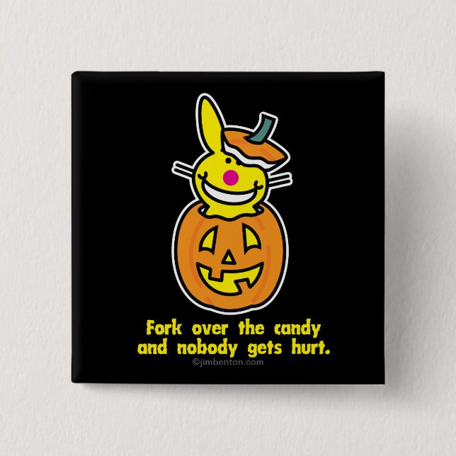 Bóton Quadrado 5.08cm Forquilha sobre os doces (Frente)