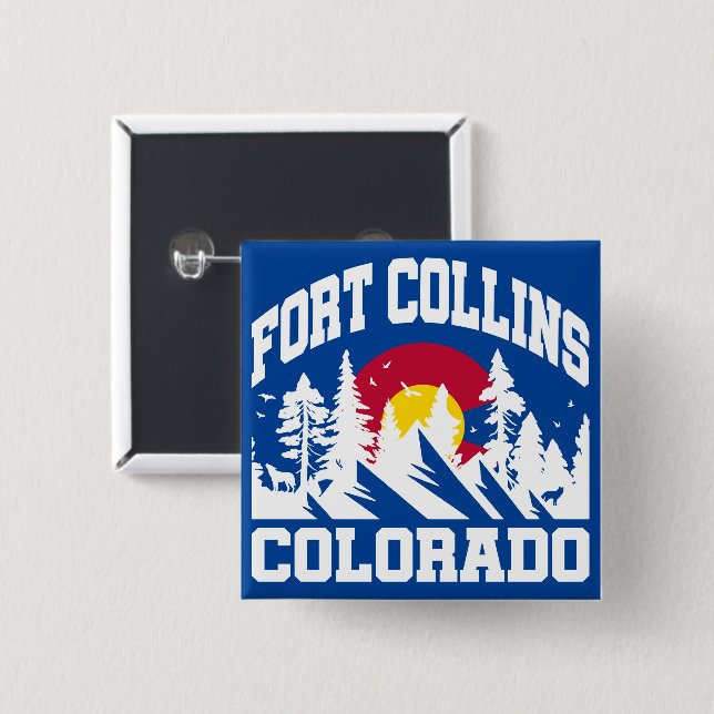 Bóton Quadrado 5.08cm Fort Collins, Colorado (Frente & Verso)