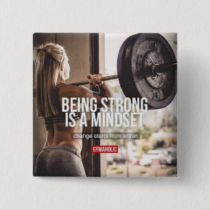 Bóton Quadrado 5.08cm Forte Mindset - Inspiração Malhação feminina