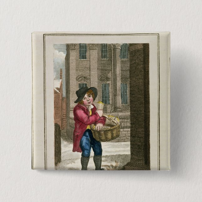 Bóton Quadrado 5.08cm Fósforos, casa de mansão (Frente)