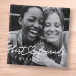 Bóton Quadrado 5.08cm Foto BFF de Melhores Amigos do Coração Chic Modern<br><div class="desc">Design é composto por tipografia cursiva divertida e divertida com fonte sans serif. Adicione uma foto personalizada.</div>