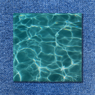Bóton Quadrado 5.08cm Foto da água verde aqua da piscina