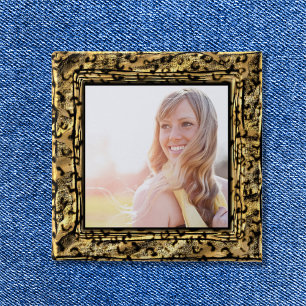 Bóton Quadrado 5.08cm Foto da Fronteira Cheetah