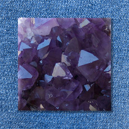 Bóton Quadrado 5.08cm Foto de Ametist do Quartz Brasileiro Roxo