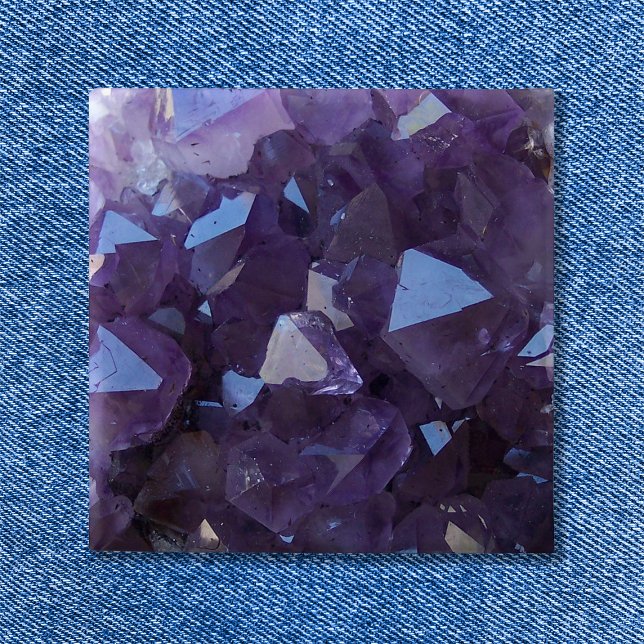 Bóton Quadrado 5.08cm Foto de Ametist do Quartz Brasileiro Roxo (Purple Brazilian Quartz Amethyst Photo Pinback Button)