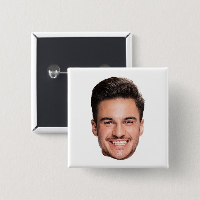 Bóton Quadrado 5.08cm Foto de Rosto Personalizada (Frente & Verso)