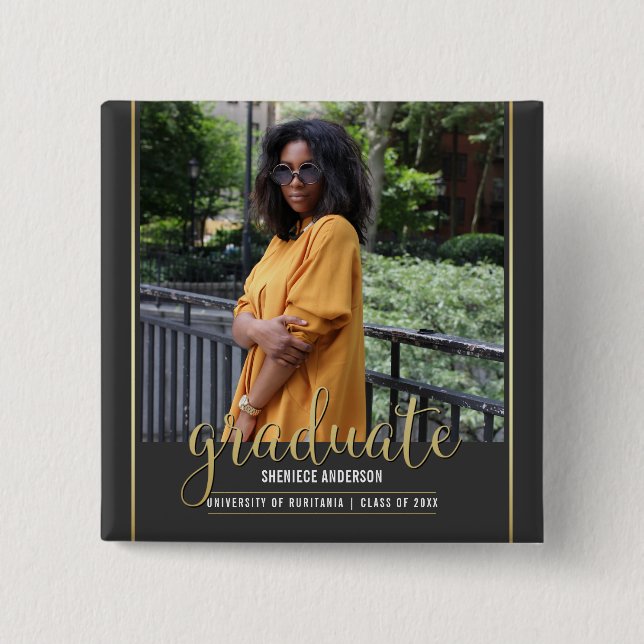 Bóton Quadrado 5.08cm Foto feita sob encomenda da graduação | do quadro (Frente)