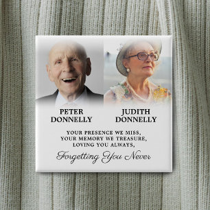 Bóton Quadrado 5.08cm Foto Funeral Memorial Dupla