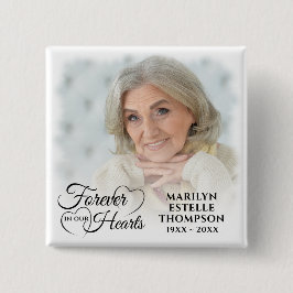 Bóton Quadrado 5.08cm Foto Memorial Para Sempre Em Nossos Corações