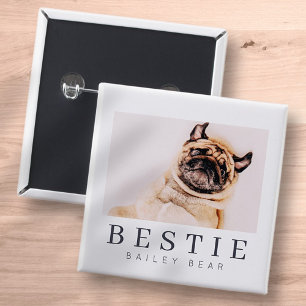Bóton Quadrado 5.08cm Foto Mínima Moderna de Pet Bestie BFF