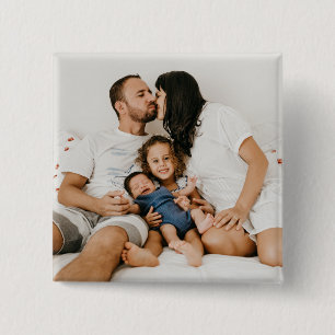 Bóton Quadrado 5.08cm Foto personalizada da família personalizada