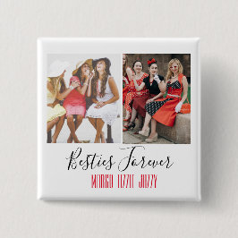Bóton Quadrado 5.08cm Foto personalizada de amizade divertida