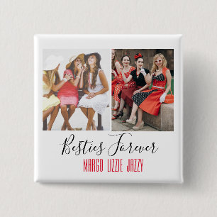 Bóton Quadrado 5.08cm Foto personalizada de amizade divertida