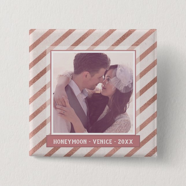 Bóton Quadrado 5.08cm Foto personalizada Elegante distribuída em rosa Do (Frente)