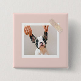 Bóton Quadrado 5.08cm Foto Pet de Quadro Rosa Personalizado