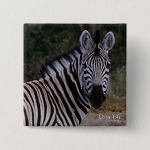 Bóton Quadrado 5.08cm Foto Zebra Dupla Olhada