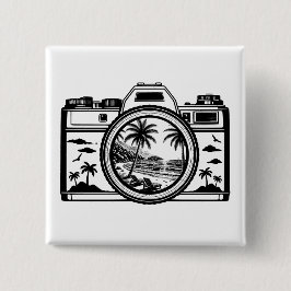 Bóton Quadrado 5.08cm Fotografia de Câmera de Praia de Viagem