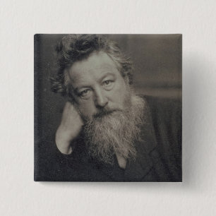 Bóton Quadrado 5.08cm Fotografia do retrato de William Morris (1834-96)