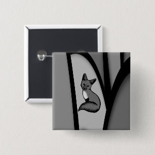 Bóton Quadrado 5.08cm Fox Modern Art Design em Prata