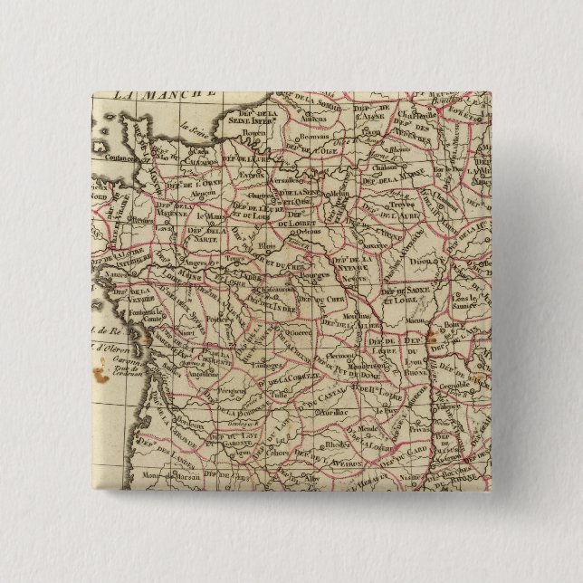 Bóton Quadrado 5.08cm França, departamentos (Frente)