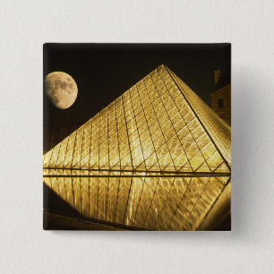 Bóton Quadrado 5.08cm França, Paris, O Museu do Louvre, Noturno