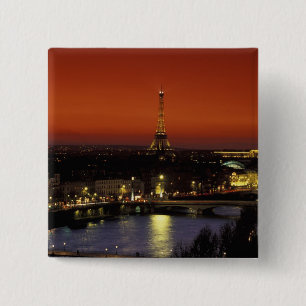 Bóton Quadrado 5.08cm França, Paris Vista do pôr do sol da Torre Eiffel
