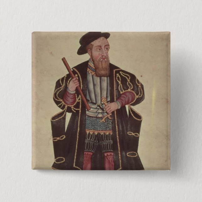 Bóton Quadrado 5.08cm Francisco de Almeida, ilustração (Frente)