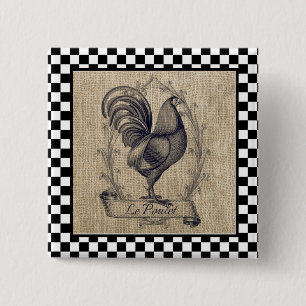 Bóton Quadrado 5.08cm Frango francês venenoso no quadro de controle 