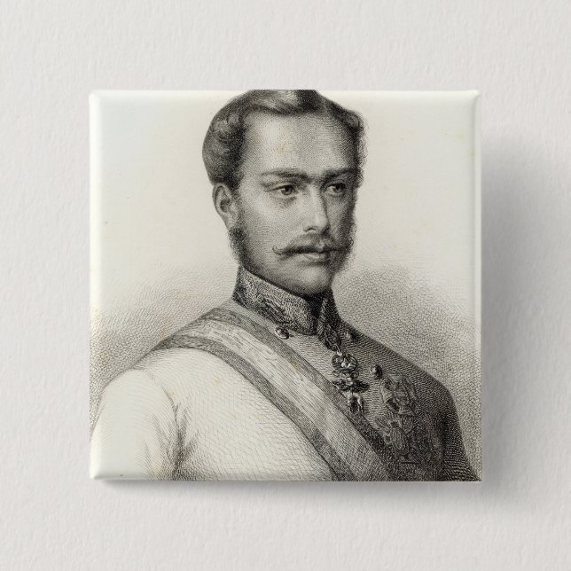Bóton Quadrado 5.08cm Franz Joseph mim, imperador de Áustria 2 (Frente)