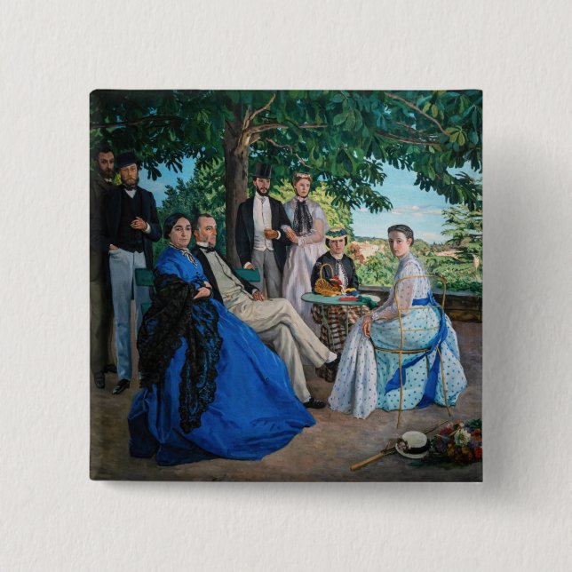 Bóton Quadrado 5.08cm Frederic Bazille - A Reunião Familiar (Frente)