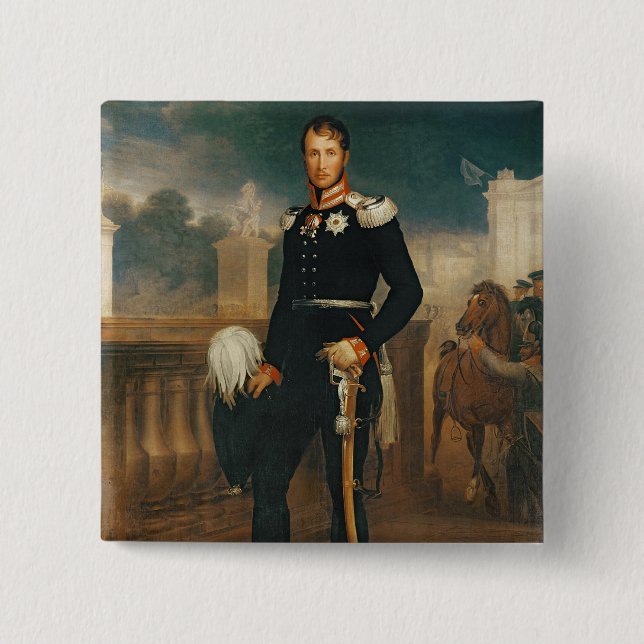 Bóton Quadrado 5.08cm Frederick William III, rei de Prússia (Frente)