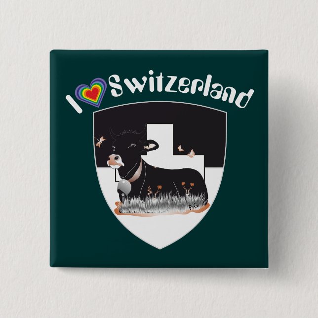 Bóton Quadrado 5.08cm Freiburg / Fribourg Schweiz Suisse Buttons (Frente)