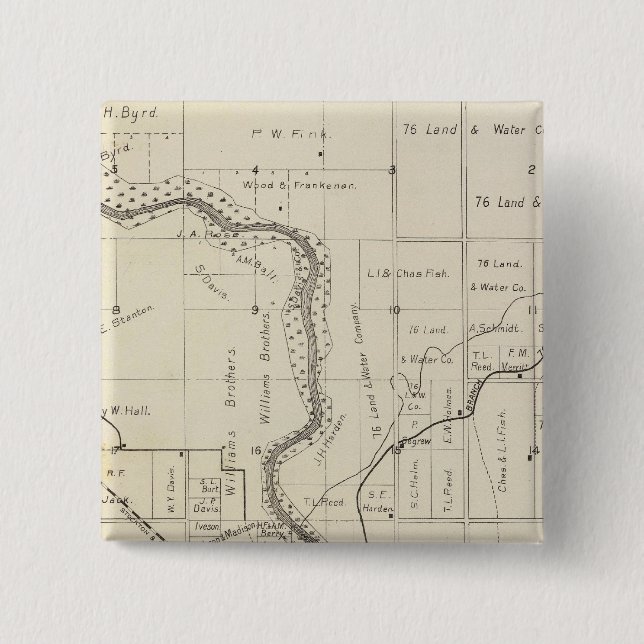 Bóton Quadrado 5.08cm Fresno County, Califórnia 2 (Frente)