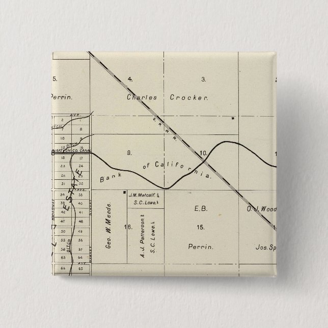 Bóton Quadrado 5.08cm Fresno County, Califórnia 7 (Frente)