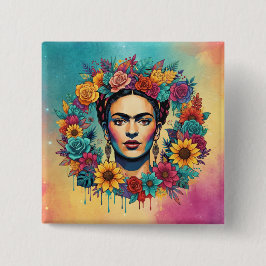 Bóton Quadrado 5.08cm Frida Kahlo