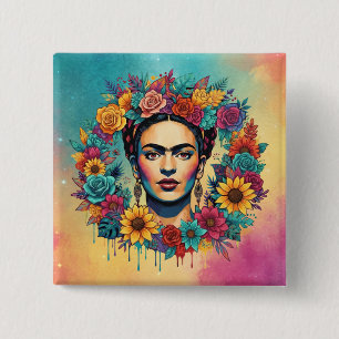 Bóton Quadrado 5.08cm Frida Kahlo