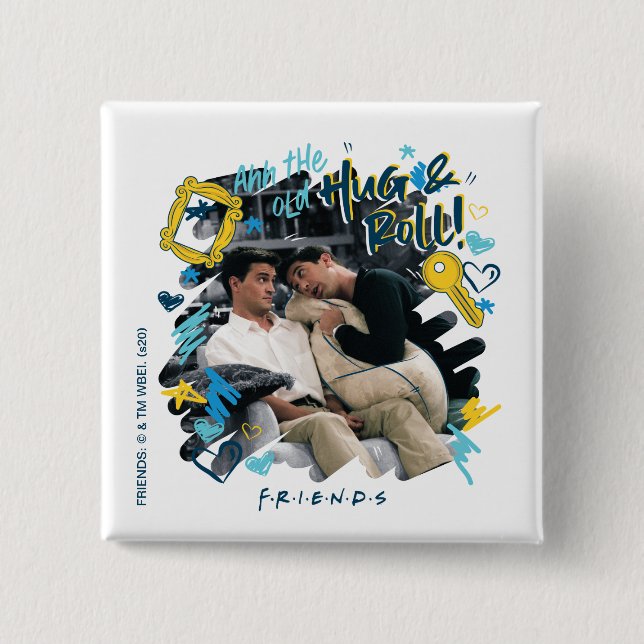 Bóton Quadrado 5.08cm FRIENDS™ | O Velho Abraço e Rolar (Frente)