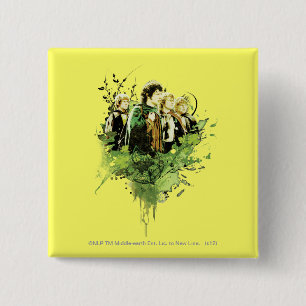 Bóton Quadrado 5.08cm FRODO™ com colagem vetorial de Hobbits