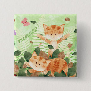 Bóton Quadrado 5.08cm Frolics da folha dos gatos - crachá do pino