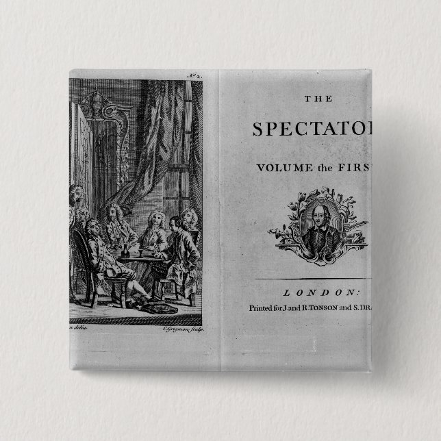 Bóton Quadrado 5.08cm Frontispício do primeiro volume de recolhido (Frente)