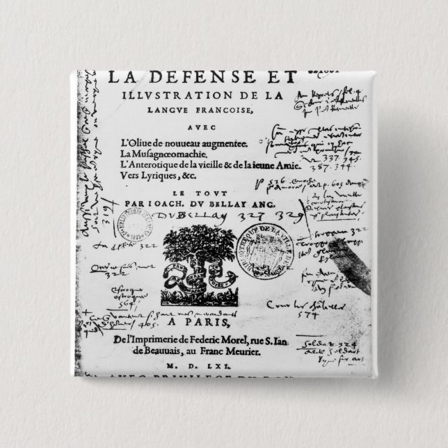 Bóton Quadrado 5.08cm Frontispiece 'da defesa e da ilustração do La (Frente)