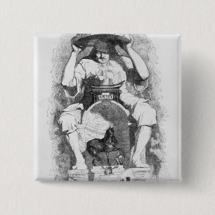 Bóton Quadrado 5.08cm Frontispiece de "aos viagens Gulliver perto