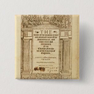 Bóton Quadrado 5.08cm Frontispiece 'do livro de Prayer comum