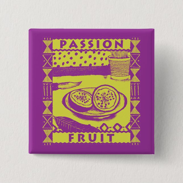 Bóton Quadrado 5.08cm Fruta de Paixão (Frente)