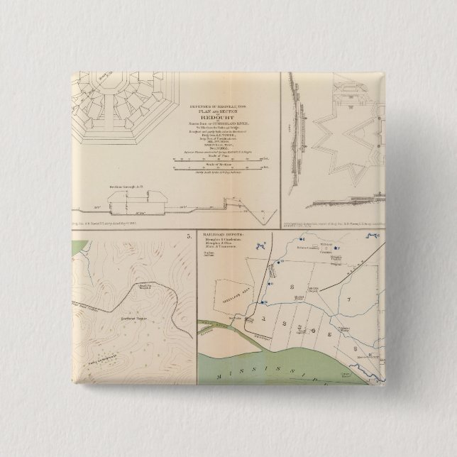 Bóton Quadrado 5.08cm Ft Donelson, Memphis, Nashville (Frente)