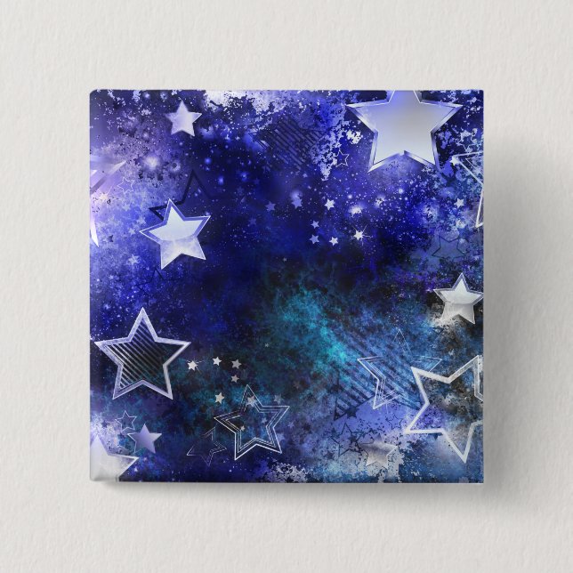 Bóton Quadrado 5.08cm Fundo de Espaço com Estrelas (Frente)