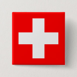 Bóton Quadrado 5.08cm Fundo editável, a bandeira da suiça