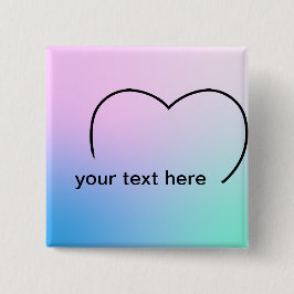 Bóton Quadrado 5.08cm Fundo pastel de nível superior do coração